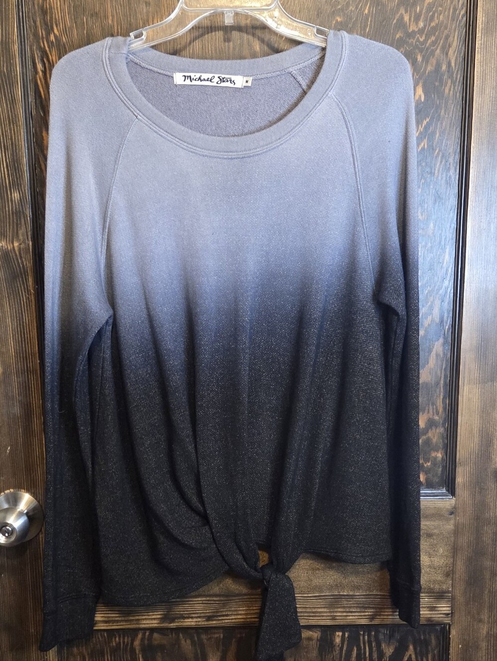 Michael Stars Gray Ombre Tie-Front Long Sleeve Top